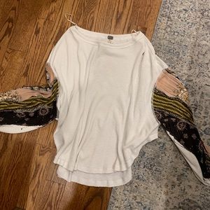 Free People Puff Sleeve Waffle Top